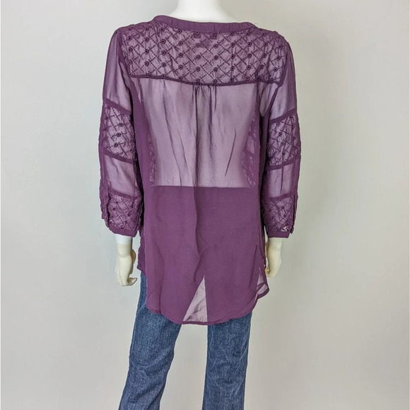 Nine West Sheer Embroidered Tunic M - Picture 6 of 6
